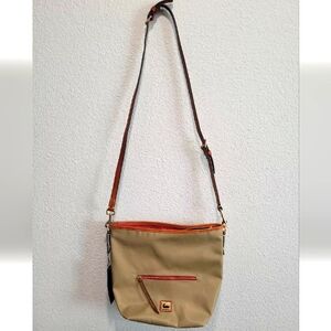 Dooney & Bourke Womens Wayfarer Nylon Small Hobo Crossbody Taupe w/ certificate